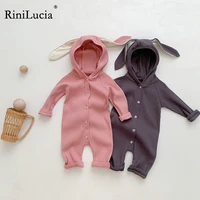 rinilucia 2022 new newborn infant hooded romper cute baby boy jumpsuit toddler long sleeve romper autumn casual outerwear