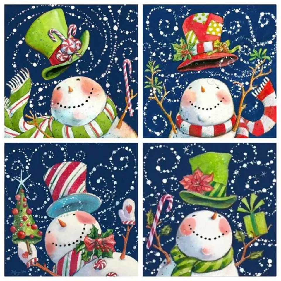 

Наборы для вышивки крестиком Four seasons snowmen, 18 карат, 14 карат, 16 карат, наборы для вышивки белыми хлопковыми нитями, набор для рукоделия «сделай ...
