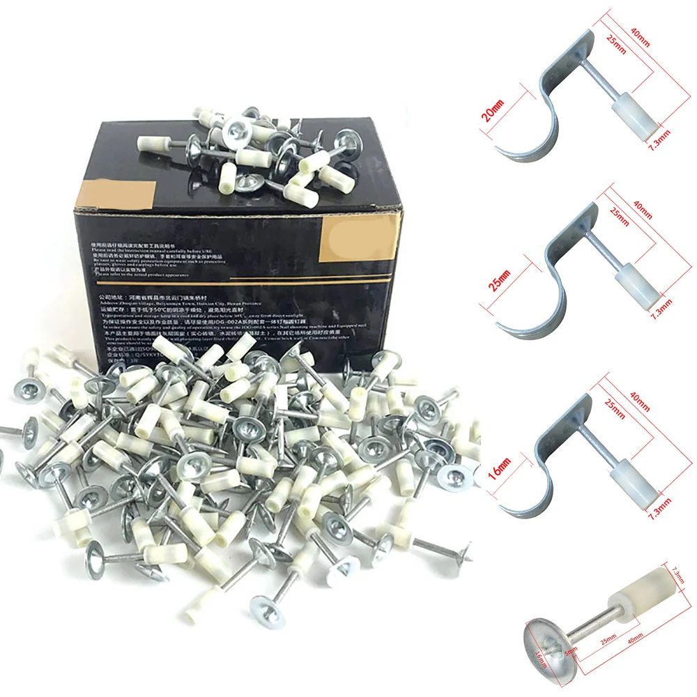 100pcs 7.3mm Steel Nails Guns Rivet Tool Accessories Home Wall Fixed Pegs Ceiling Fastener Set Nails 16mm 20mm 25mm Nails