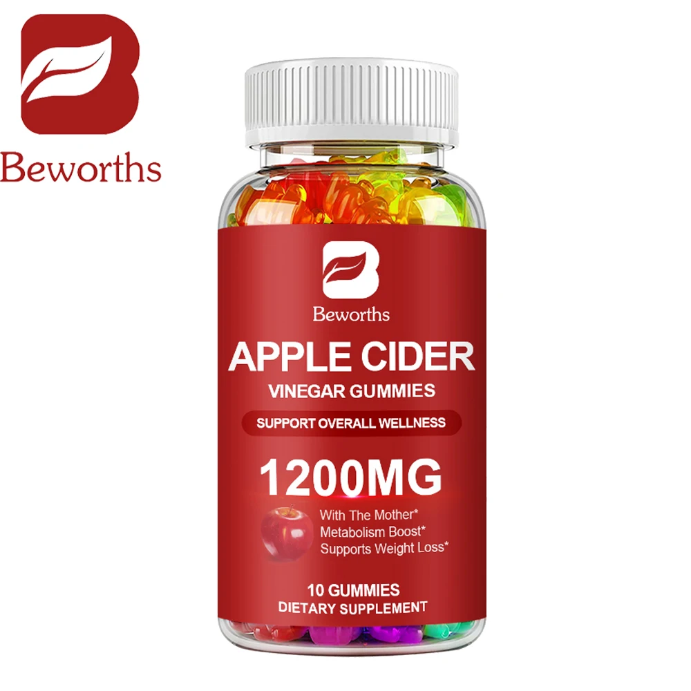 

BEWORTHS 60Pcs Slimming Apple Cider Gummies Body Shaping Candy Reduce Anxiety Stress Boost Immune System Weight Loss Products