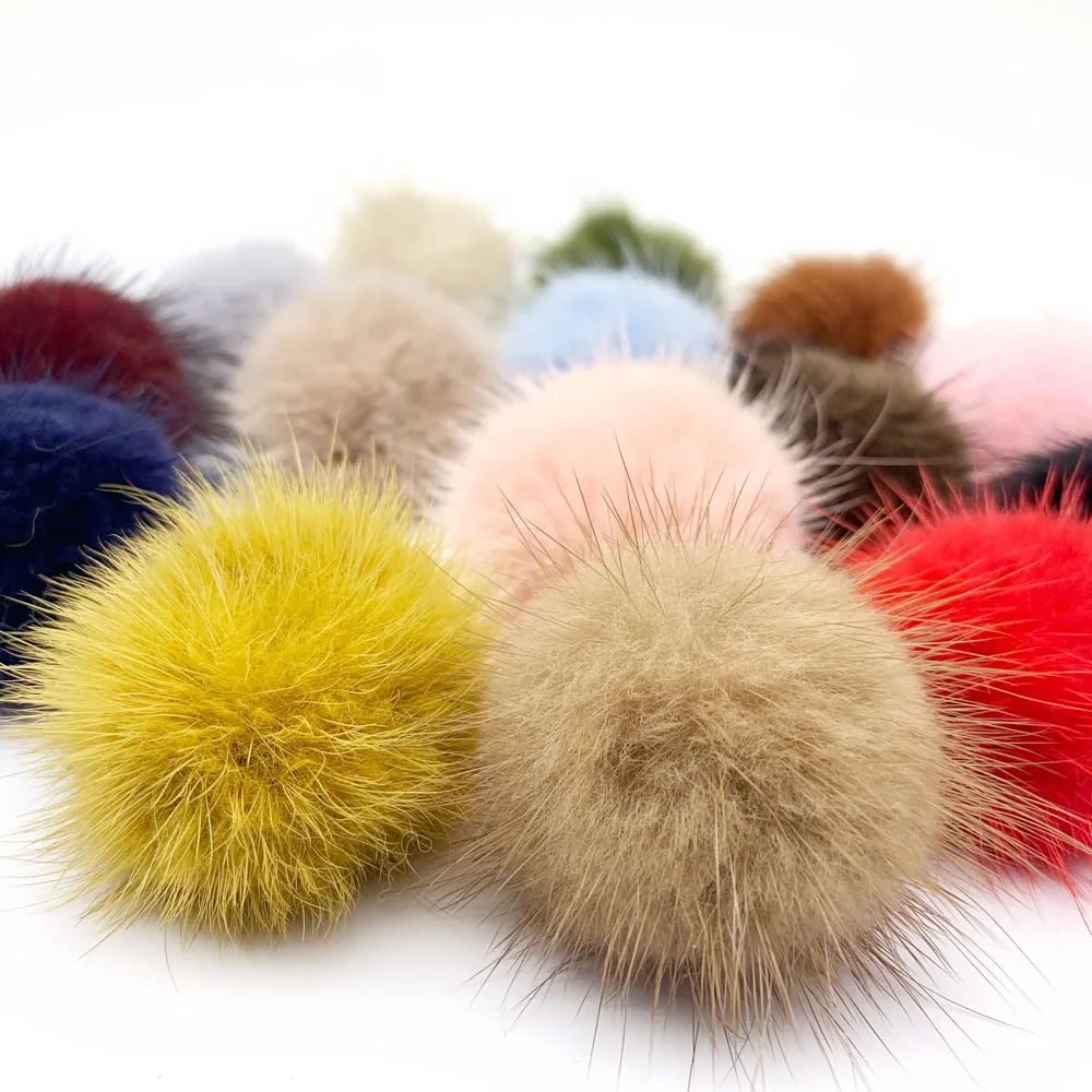 4.5см Красочный меховой помпон из норки для пришивания на вязаный брелок, шарф, обувь, шапки, ювелирные изделия, рукоделие и аксессуары.