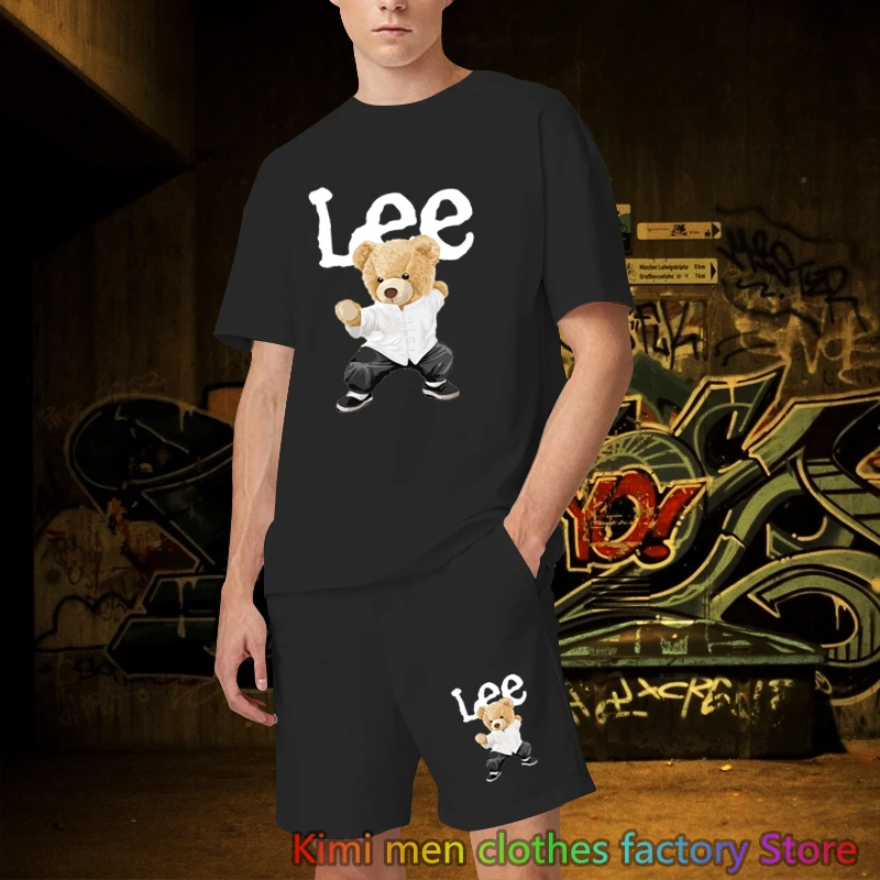 TShirts Shorts Sets Brand PrintedSummer Streetwear Tracksuit Jogging suit Cotton Set Men Oversized 2 Piece Outfits Sets for Men