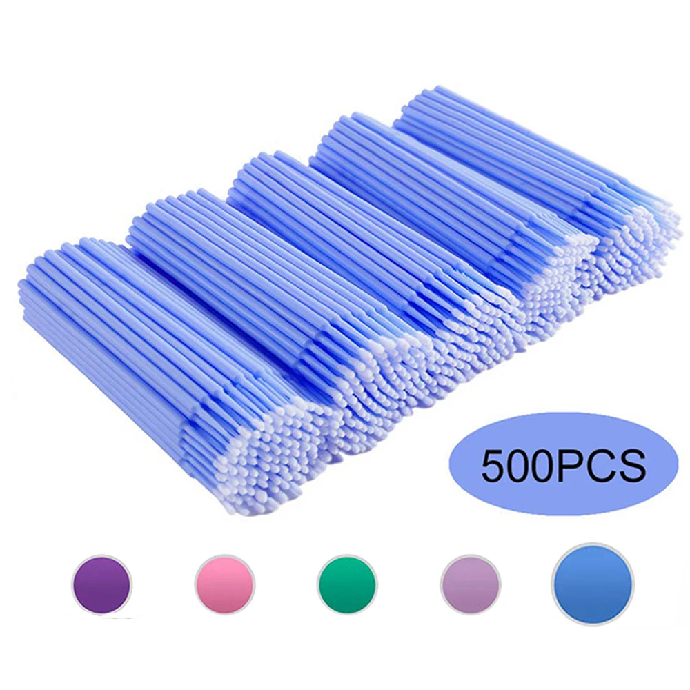 

New 500pcs/lot Disposable Applicator Micro Brushes for Eyelash Extension Lash Cleaning Brushes Lip Brush Sticks Makeup Tools