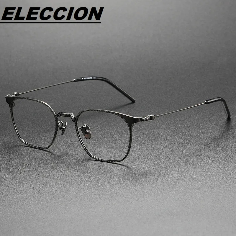 

ELECCION Japanese Vintage Titanium Square Full Rim Glasses Frame Men Brand Designer High Quality Antique Bronze Eyeglasses Women