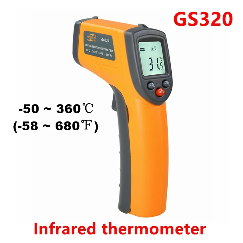 

5PCS -50~360℃ Infrared Thermometer GS320 Non-Contact Pyrometer Industrial Handheld IR Temperature Meter Gun Digital Laser