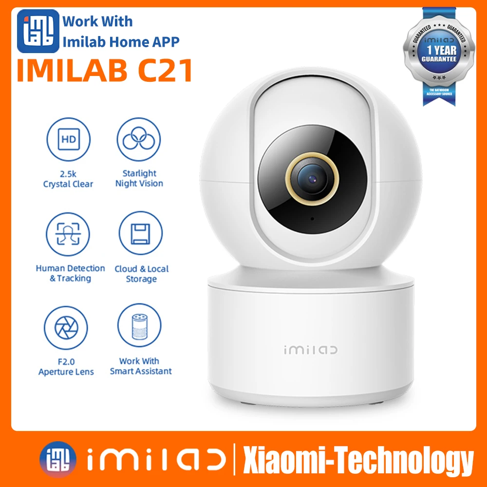 IMILAB C21 Home Security Camera WiFi 2.5K HD IP Indoors Baby Cam 360°Vedio Surveillance CCTV Night Vision Webcam Work With Alexa