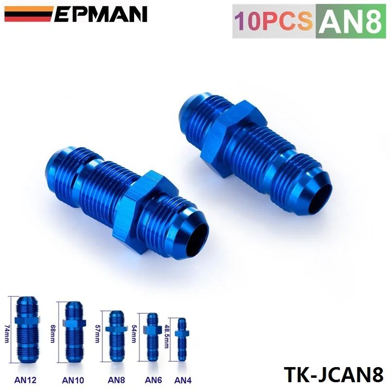 

AN8 AN-8 MALE THREAD STRAIGHT BULKHEAD FLARE BLUE ALUMINUM ANODIZED FITTING TK-JCAN8