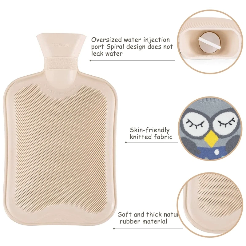 2 л бутылка для горячей воды с крышкой Съемная резиновая теплая сумка холодных