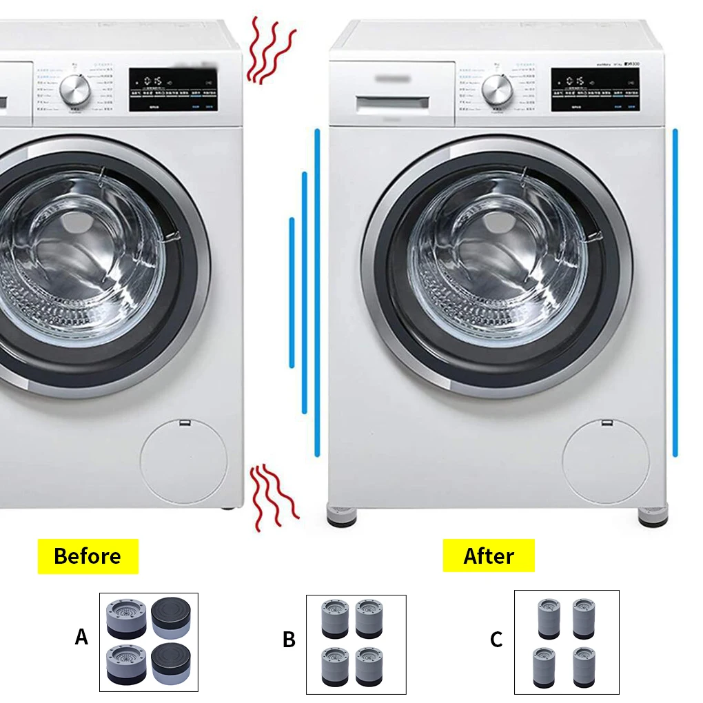 

4Pcs Anti Vibration Feet Pads Washing Machine Rubber Mat Anti-Vibration Pad Dryer Refrigerator Universal Fixed Non-Slip Pad