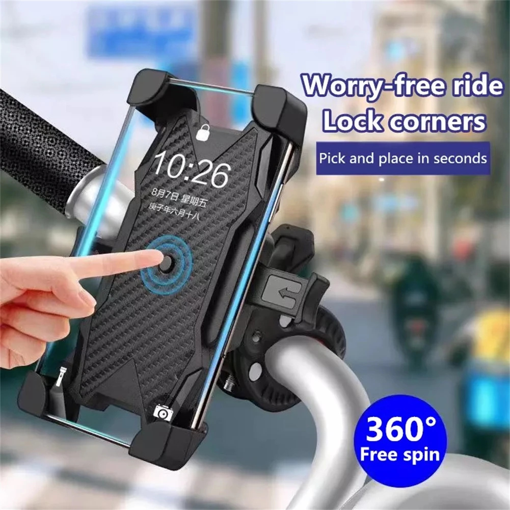 

Motorcycle Bicycle Phone Holder 360 Degree Rotatable Mobile Stand Adjustable Size Cellphone Bracket For Phone 12 13 Pro Max