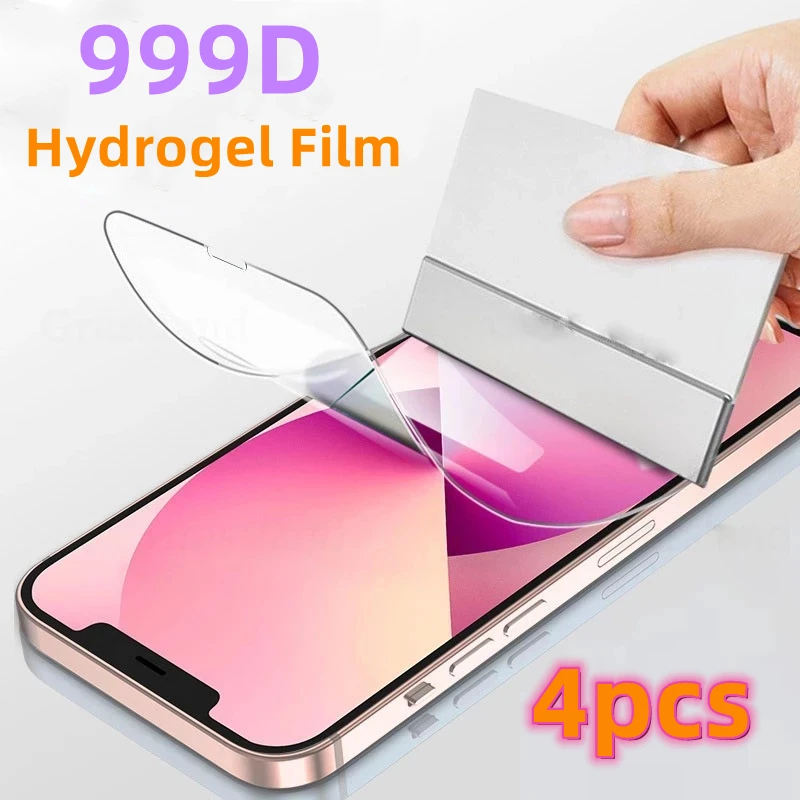 

4pcs Hydrogel Film Full Cover For iPhone 14 13 11 Pro Max mini Screen Protector For iPhone 8 7 Plus 6 6s SE 2020 Not Glass