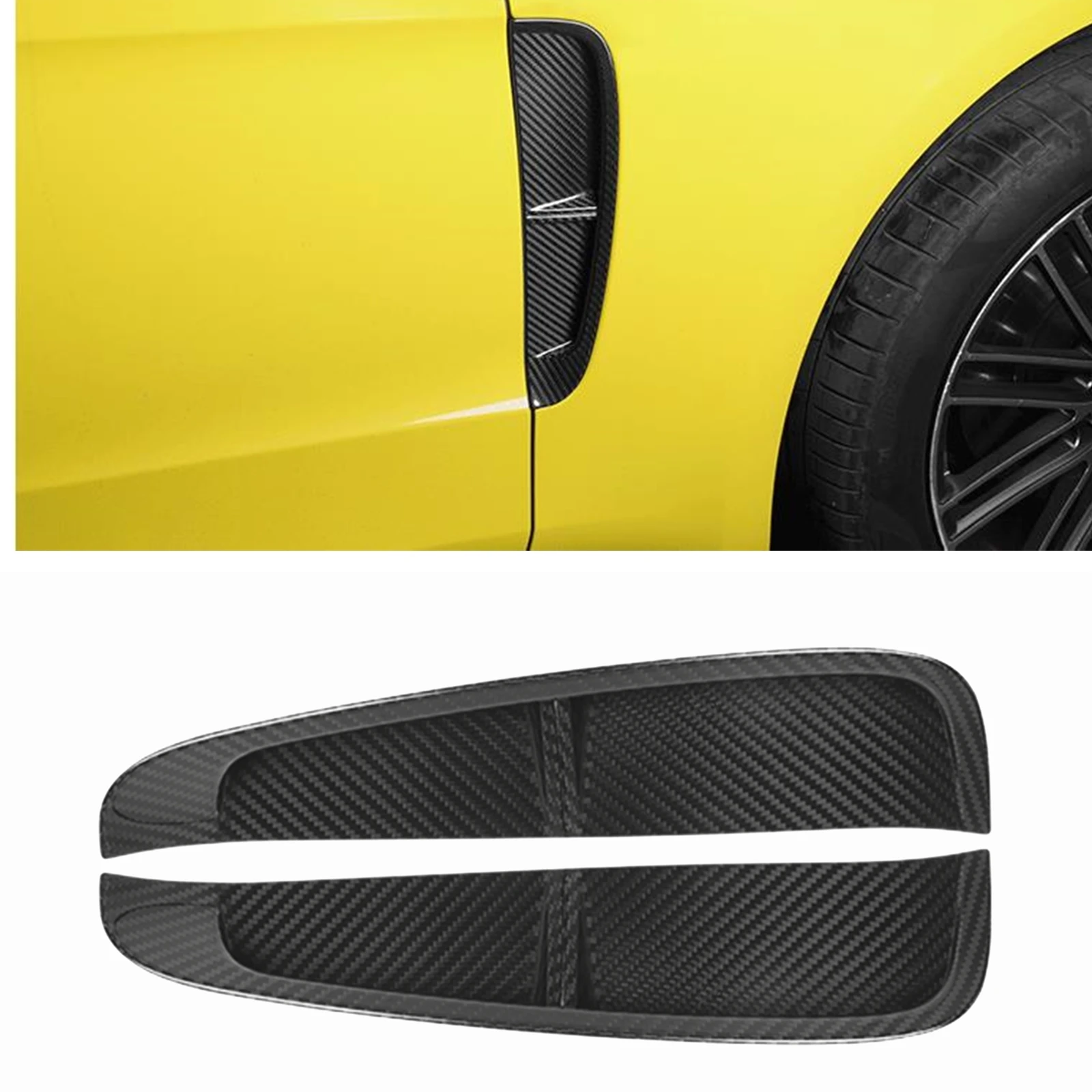 

2PCS Carbon Fiber Air Vent Outlet Side Fender Hood Canards Frame Splitter Cover Moulding Trim For Porsche Panamera 971 2017-2023