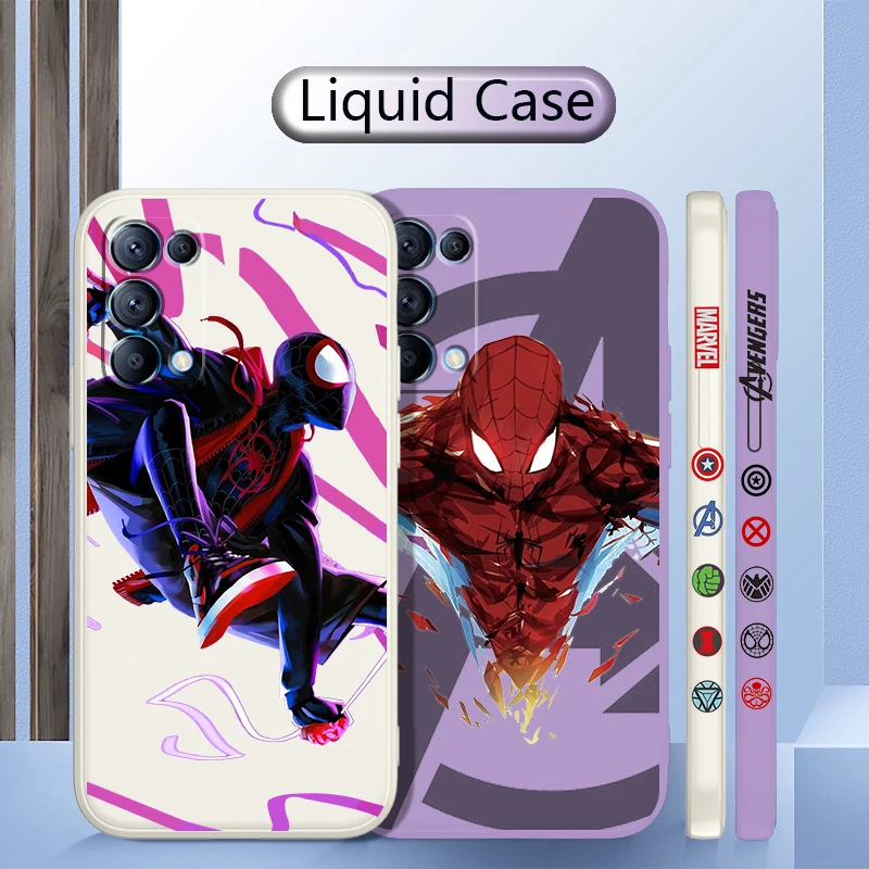 

Funny Marvel Iron Man For OPPO Realme GT Neo 3 2 Master 8 9 Narzo 50A 50i Reno 7 Liquid Left Rope Silicone Phone Case