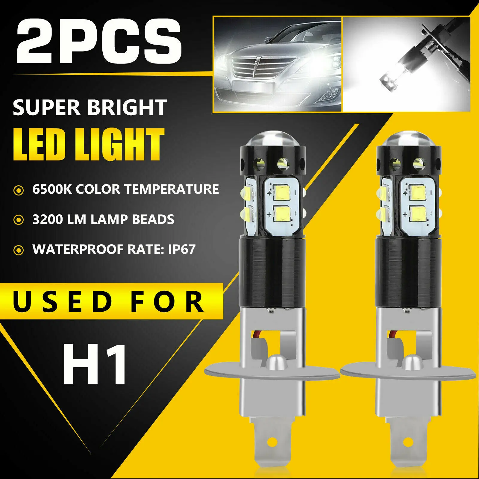 

2PCS H1 LED Car Headlight 9005 9006 H8 H9 H11 H16 3200Lm 12V 100W 880 6000K White High Low Beam Fog Lamps Light Bulbs