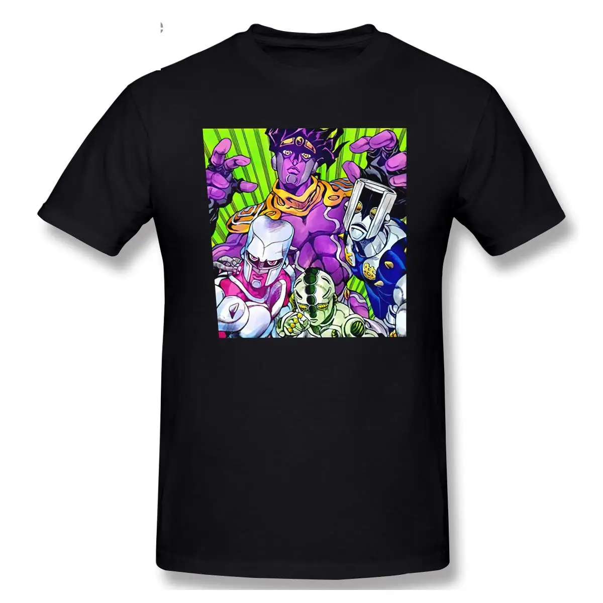 

Fashion Jojo Bizarre Adventure Shirt Men Short Sleeved Retrowave Neon Tshirt Manga T-shirt Vaporwave Japan Anime Tee Tops 005