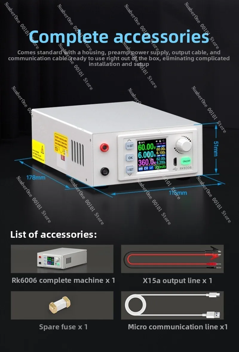 RK6006-C: Полный комплект стабилизированного источника питания постоянного тока с ЧПУ, 6А, цифровой дисплей, модуль напряжения и тока 5В12В48В (art.: 3920d8a91cda2) - 3920d8a91cda2