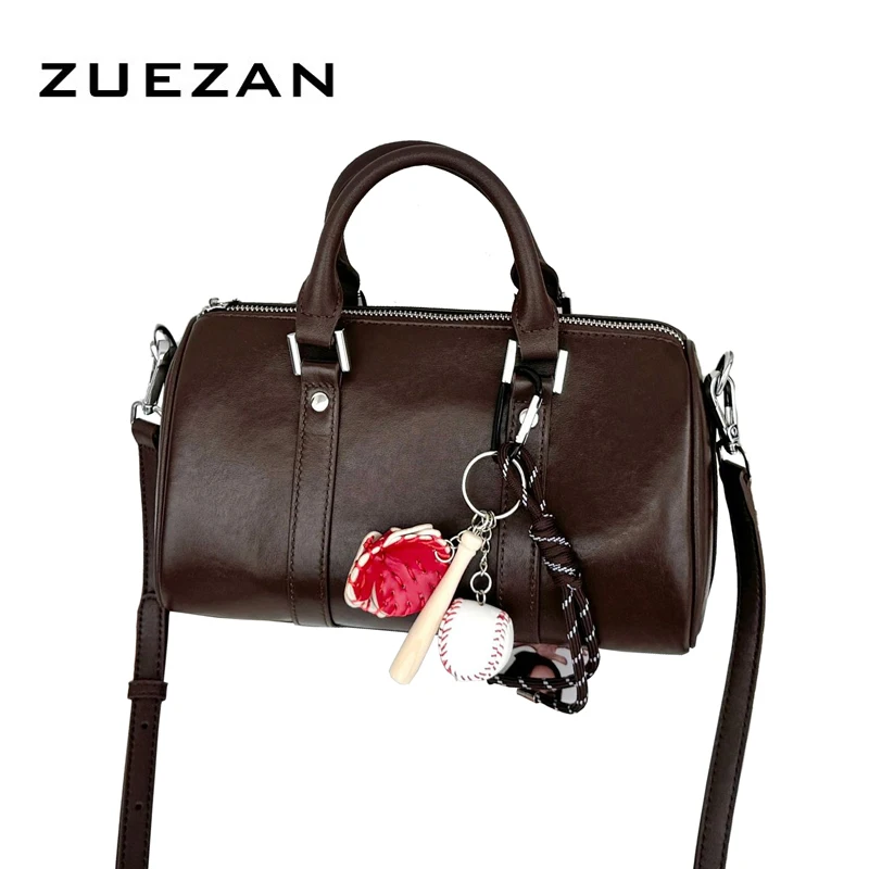 Сумка-бочка из кожи растительного дубления женская сумка натуральной большая