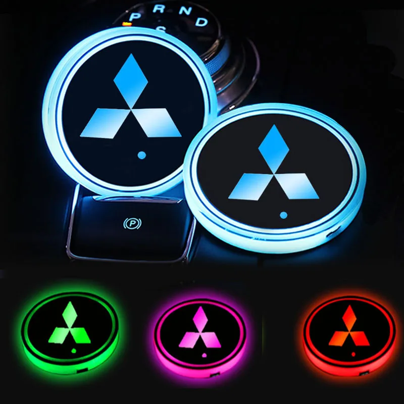 

Car luminous Coasters LED Ambiance Cups Coaster For Mitsubishi Lancer 7 8 I200 Pajero Montero Sport Outlander ASX Mirage Eclipse