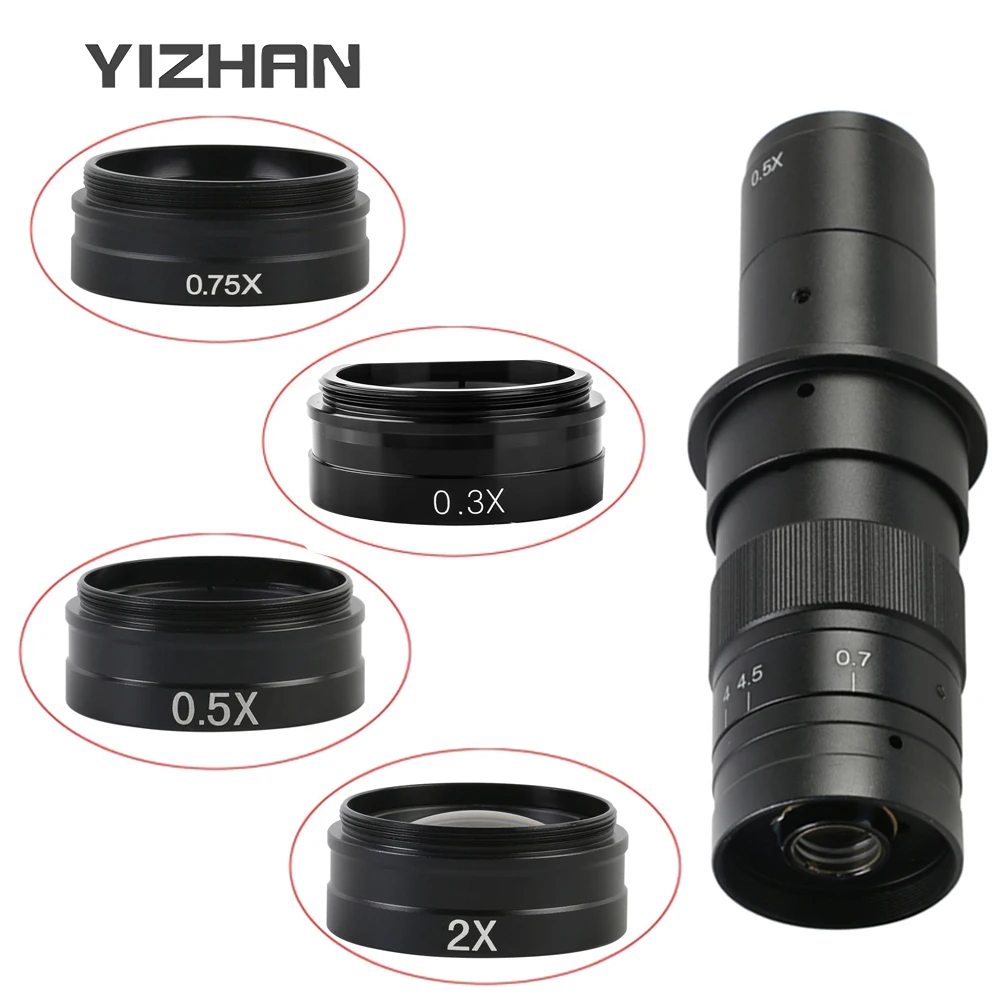 

0.75x 0.5X 2.0X 0.3X Barlow Auxiliary Objective Glass Lens for Zoom 180X 300X C-MOUNT Lens Industry Video Microscope Camera