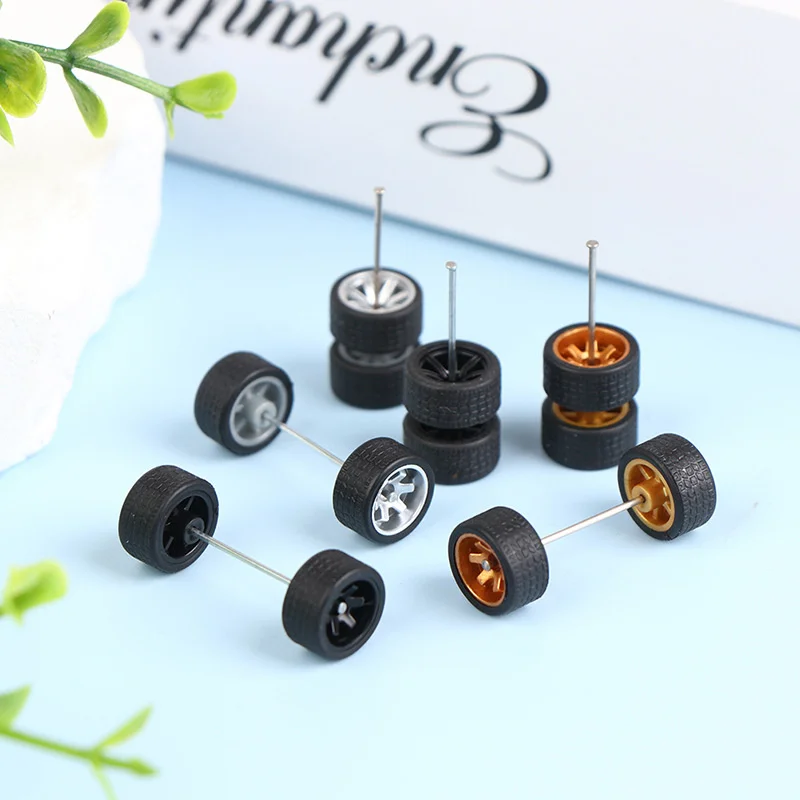 

1/64 Diecast Car Wheels Mini DIY Upgrade Original Front Rear Tires Basic Modified Parts For 1:64 Alloy Car Model Toy For Kids