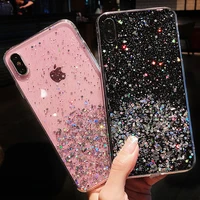 bling glitter phone case for iphone 11 12 pro max xr xs max x 7 8 6s plus soft silicone transparent back cover for iphone 13pro