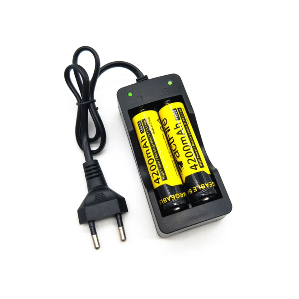 

18650 Battery Charger US EU Plug 2 Slots Smart Charging Safety Fast Charge 18650 Li-ion Rechargeable Battery Charger