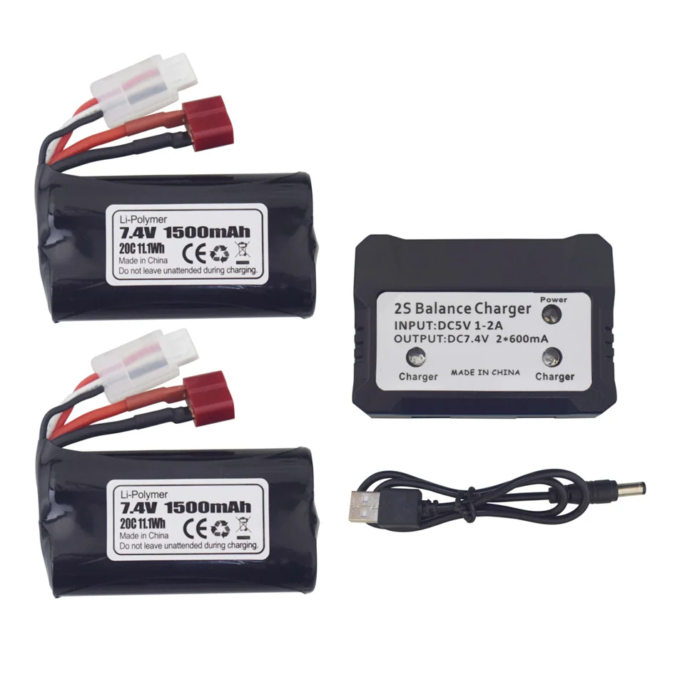 

2S 7,4 V 1500mAh 20C T литий-полимерный аккумулятор w зарядная линия для Wltoys 12423 12401 12403 12428 HM163 HM164 YC200 9155 9156 4WD Радиоуправляемый автомобиль