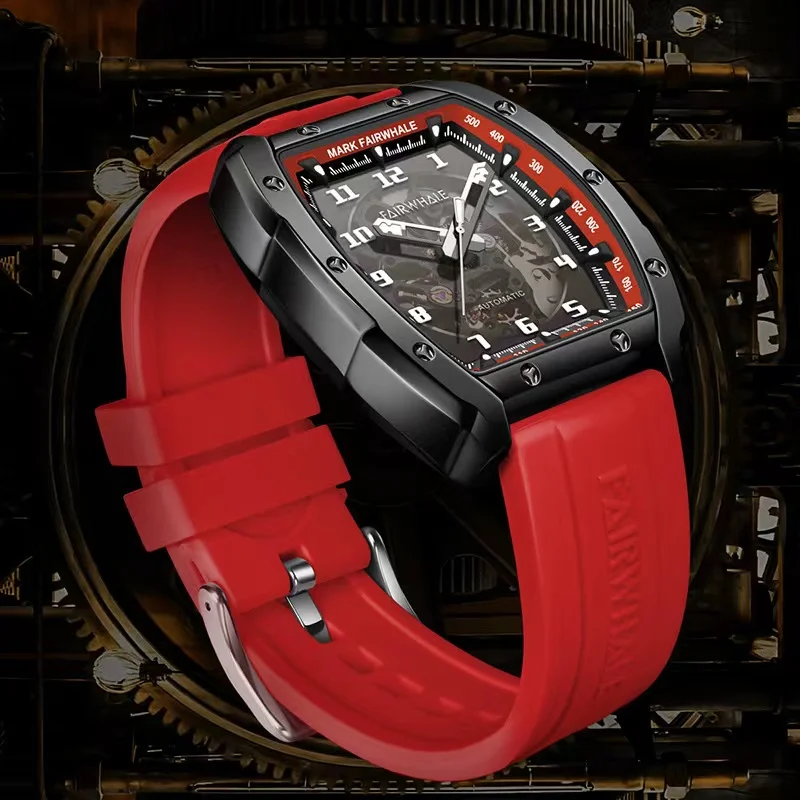 Fashion Brand Mark Fairwhale Luxury Mens Automatic Watches Sport Waterproof Mille Tonneau Mechanical Wristwatch Man Reloj Hombre