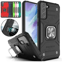 galaxy s21 s22 note 20 a32 a52 a72 ultra fe case military grade protective phone cover with rotatable metal ring kickstand shell