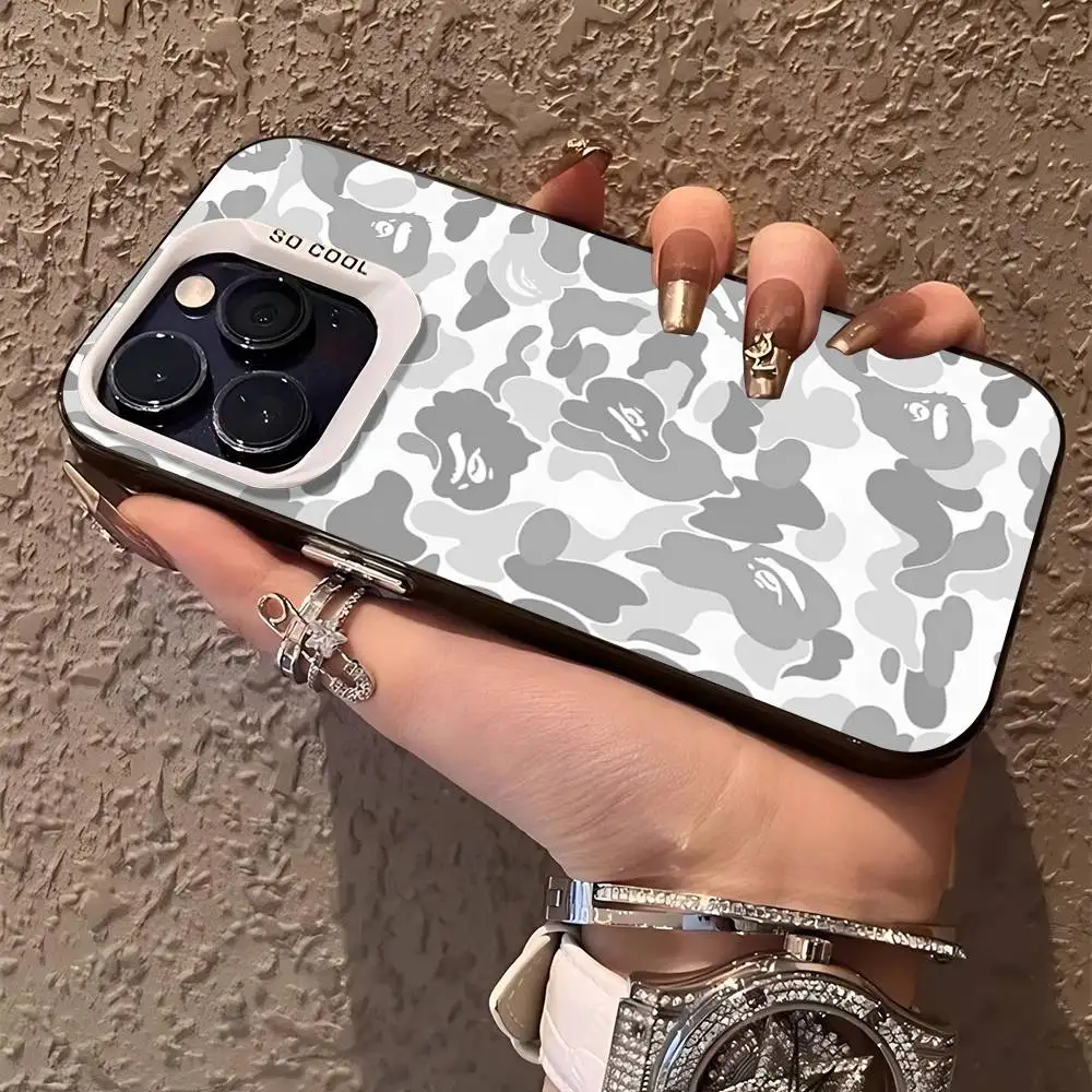 Фото Модный яркий чехол BAPE для iPhone 17 16 15 14 13 12 11 Pro Max Plus, цвет серебристый №2
