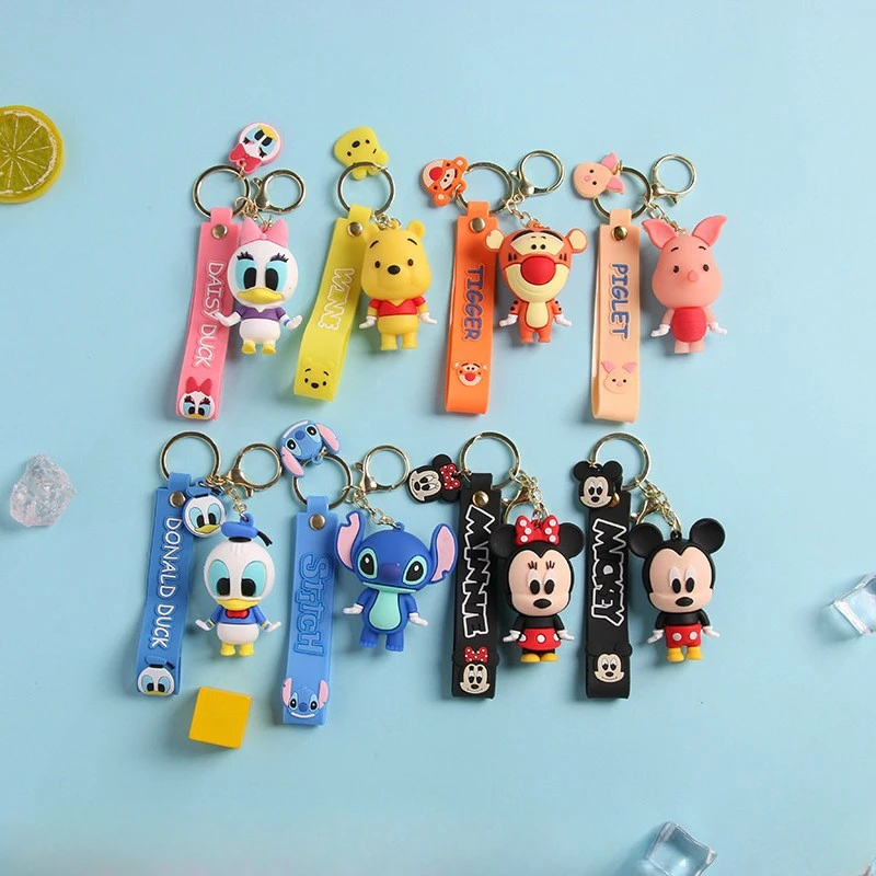 

Брелок для ключей «Микки и Минни», мультяшный аксессуар из мультфильма Диснея, Стич, игрушки, студенческий Брелок с подвеской в сумку, милый подарок для детей