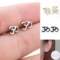 stainless steel ohm symbol earring 14k gold plated women mens 2022 fashion luxury designer jewelry high quality earrings