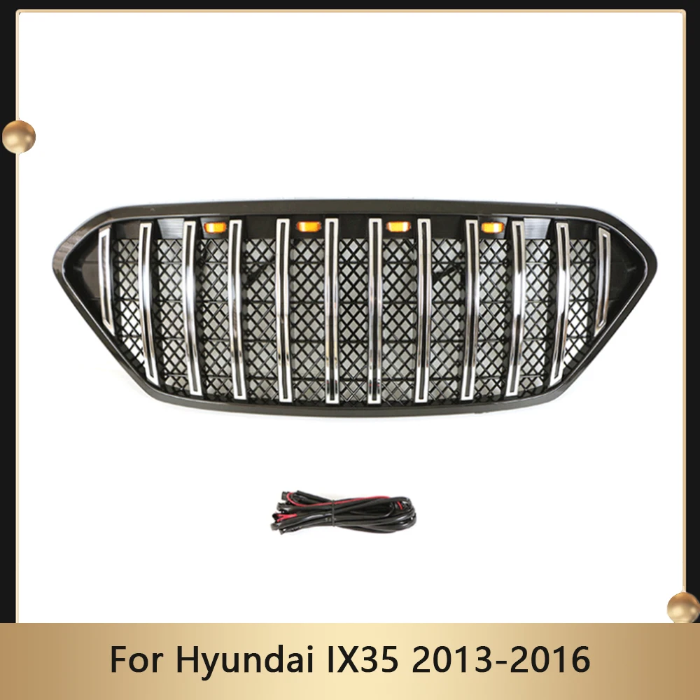 

Car Front Bumper Grill Grille For Hyundai IX35 2013-2016 Upper Radiator Grille Upgrade High Quality Grid Auto Accessories