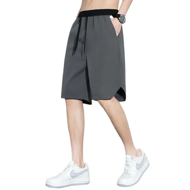 Мужские повседневные шорты из ледяного шелка свободные пляжные штаны тонкие