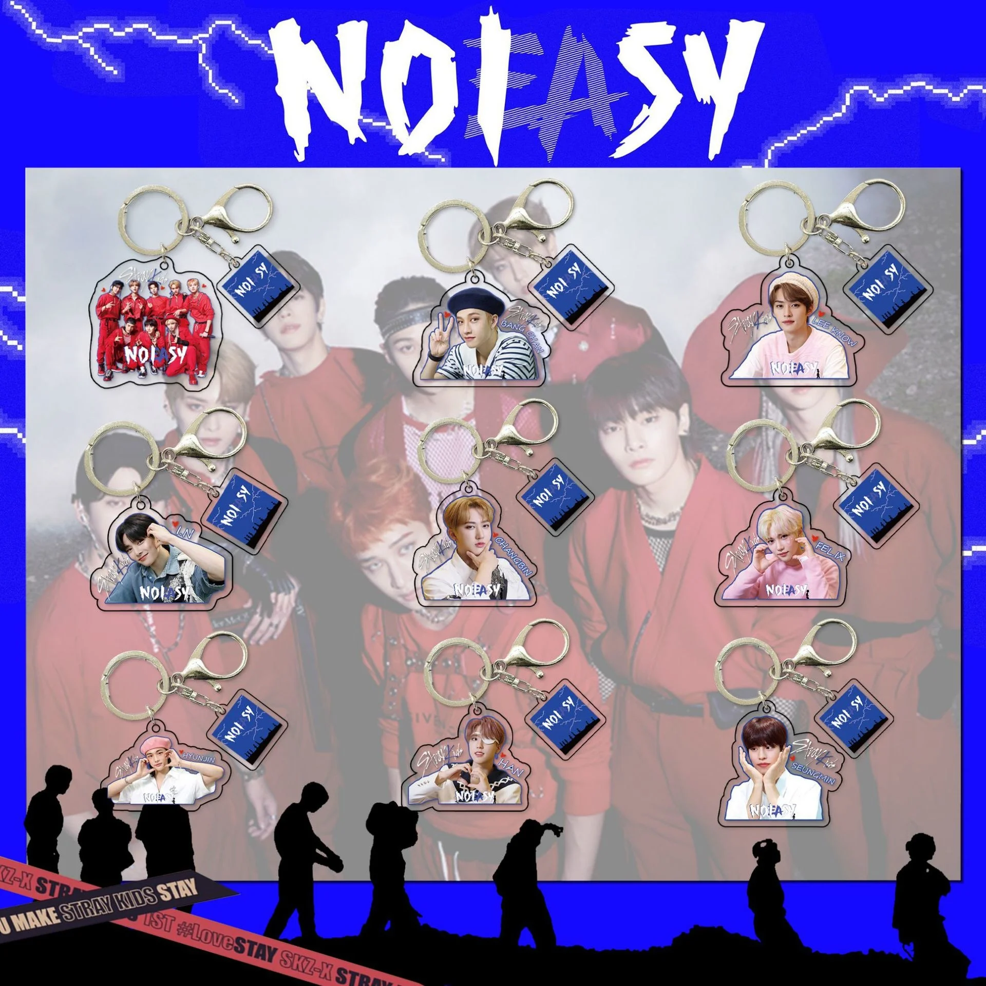 

KPOP Stray Kids NOEASY Acrylic Keychain Pendant Accessories Backpack Decoration Accessories Idol Boys Fans Collection Gift