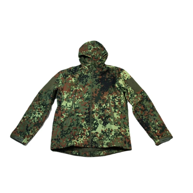 German Uniform Jungle Flecktarn Camo Military Jacket Flecktarnmuster Tops Hiking Soft Shell Tactical Jackets Hunting Clothes