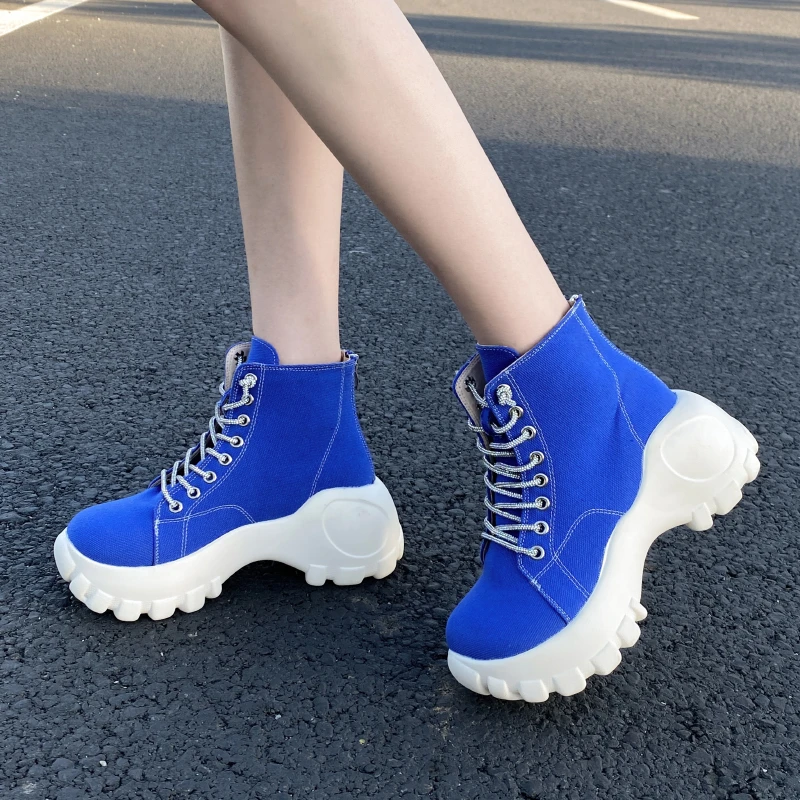 

2023 Fashion Short Boots Women New High Quality Canvas Lace Up Comfortable Platform Boots Everyday Casual Boots ankle boots for