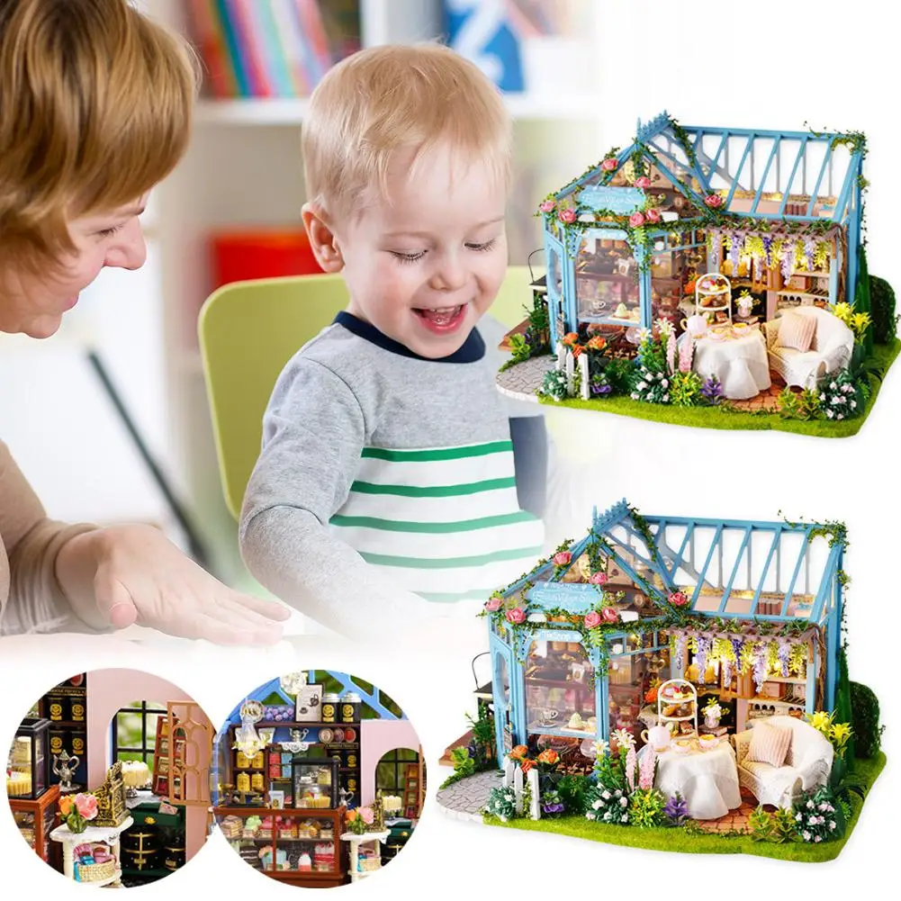 

1 Set DIY Dollhouse Wooden Miniature Doll House Furniture Kit Multipurpose Delicate Music LED Toys Decompression Fun Toys
