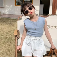 summer sleeveless t shirt for girl cotton korean style pure color children tops tee baby outdoor vest tank tops children t shirt
