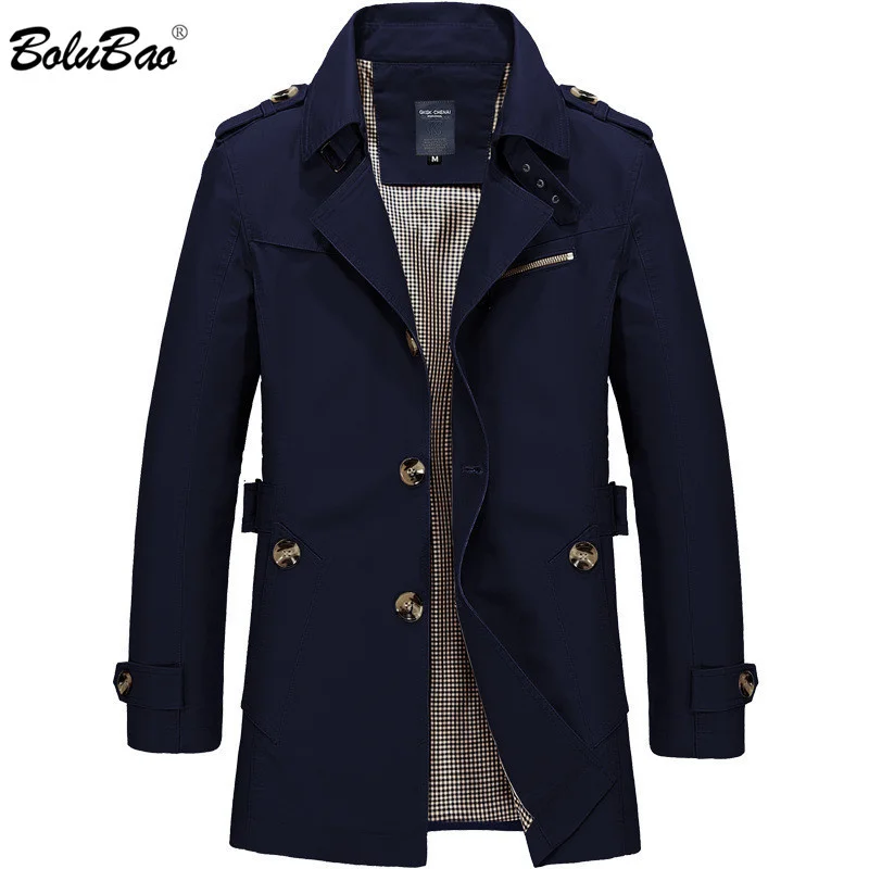 

BOLUBAO New Men Fashion Jacket Coat Spring Brand Men's Casual Fit Wild Overcoat Jacket Solid Color Trench Coat Male