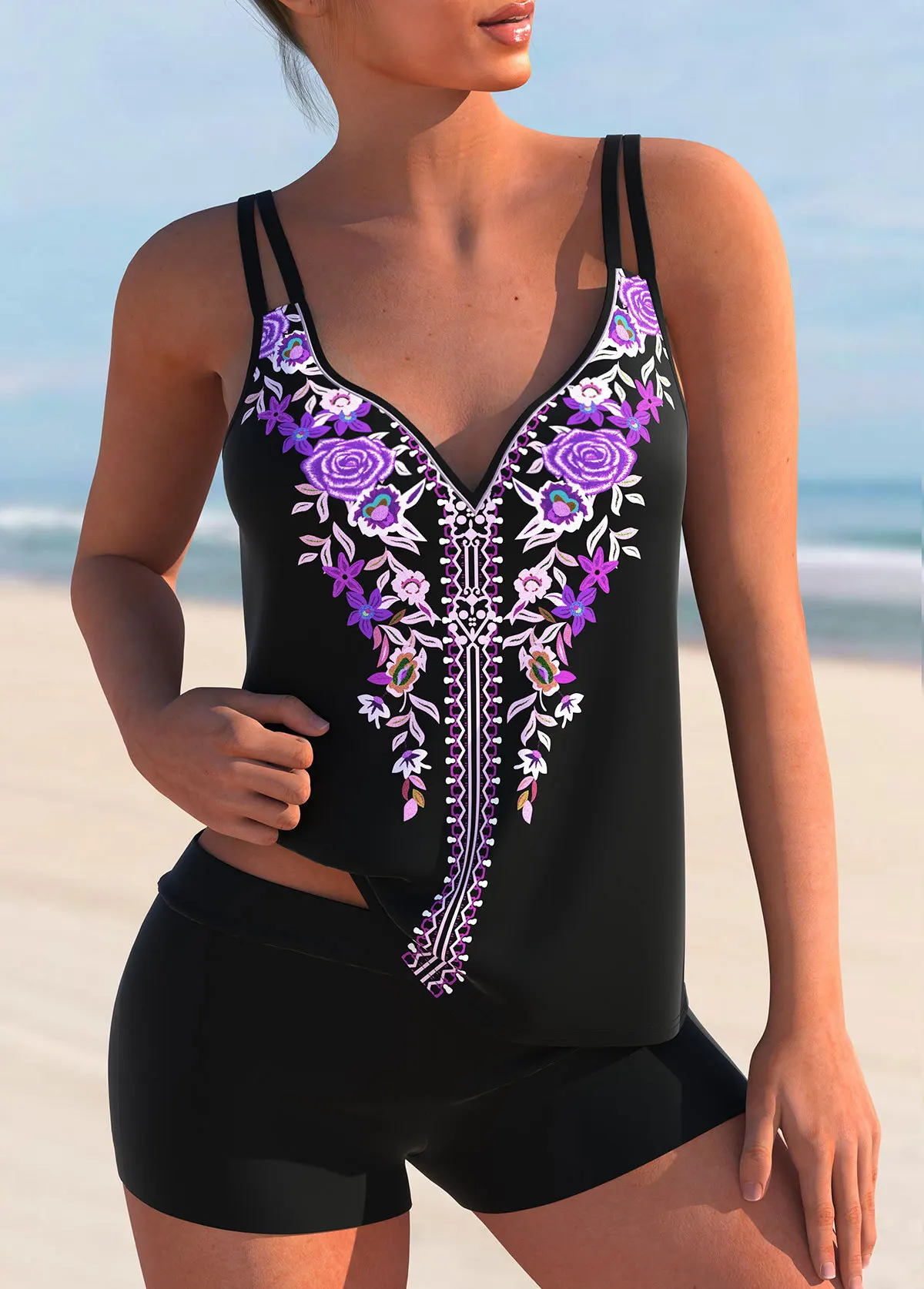 Sexy 2022 Women Floral Print Swimwear High Waist Bathing Suit Female Plus Size Tankini Bikini Summer Beachwear Lady Swimwear 4XL