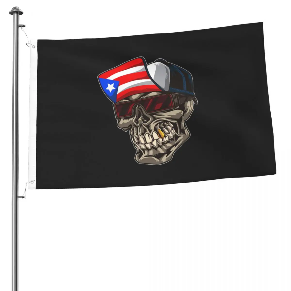 

Крутой пуэрториканский Череп с крышкой и флагом Пуэрто-Рико Флаг Садовый флаг латунные люверсы 2x3 фута флаг двусторонний флаг