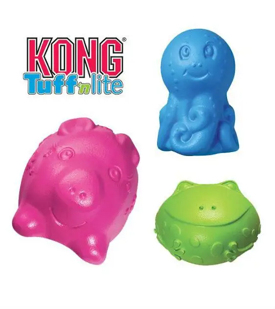 KONG Tuff 'N Lite Pig Frog Squeaks Toy For Dog Jouet Couineu
