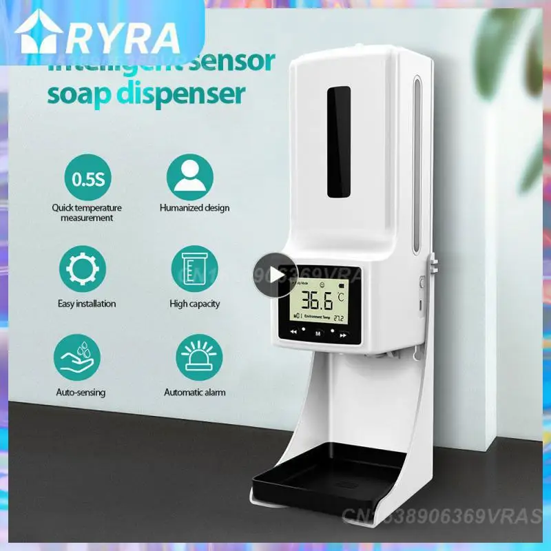 

1L Intelligent Soap Dispenser Digital Display Screen Temperature Measuring Disinfection Machine With Broadcast In 12 Languages