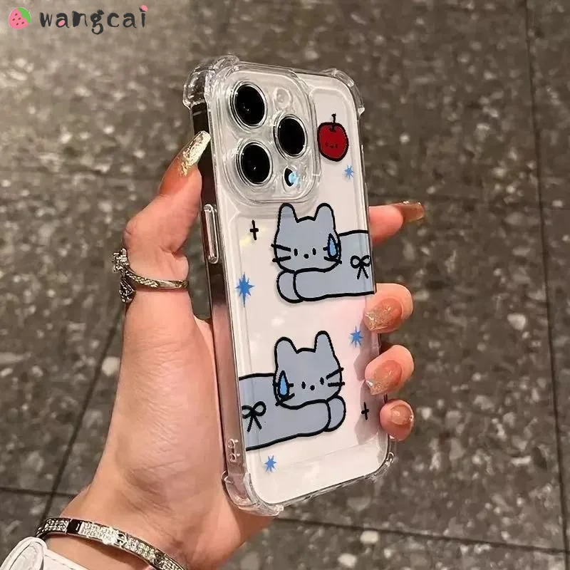 Фото Чехол для телефона с изображением мультяшного кота для Vivo T5 T5X T4 T3 Lite Ultra T3X T2 T1 T2X X50 X30 X27 Pro Plus X23 X21. Милый прозрачный мягкий чехол. №3