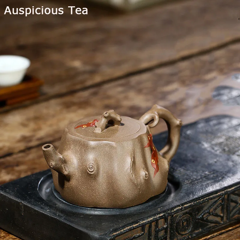 

300ml Authentic Yixing Raw Ore Cleaning Duan Mud Imitation Tree Stump Zisha Teapot Handmade Household Kung Fu Tea Set Customized