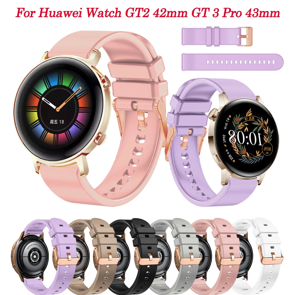 

Ремешок силиконовый для Huawei Watch GT2 GT3 42 мм, сменный Браслет для умных часов GT 2 GT 3 Pro 43 мм, 20 мм