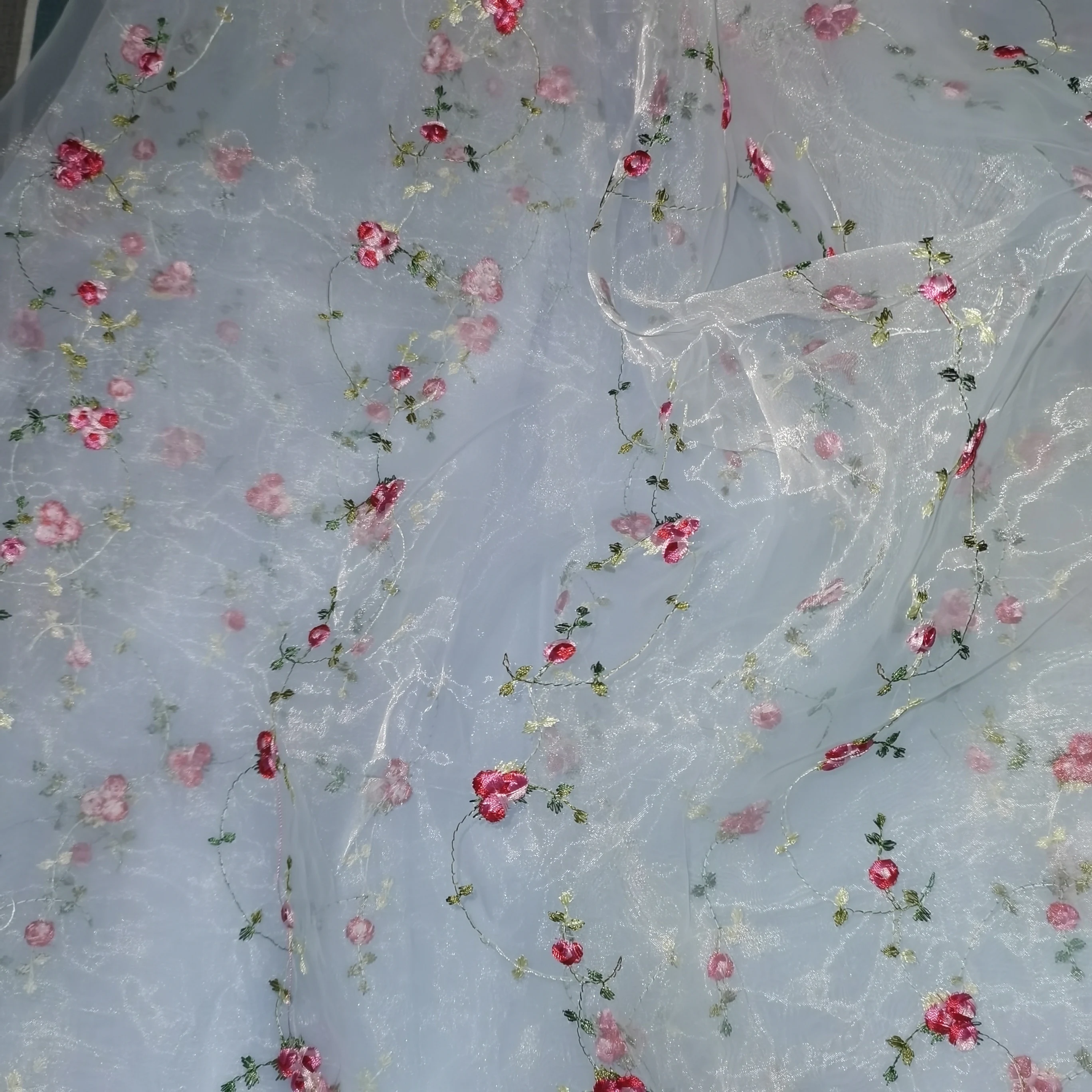 

2 ярда вышивка маленькая Роза цветок органза ткань Сделай Сам кукла платье формальное платье ткань розовый пурплель 354