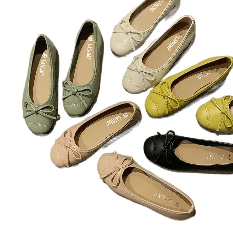 

New Women Sandals Flat Heel Bow Tie Female Ballet Shallow Mixed Color Shoes Ladies Concise Soft Cozy Walking Shoes Mujer Zapatos