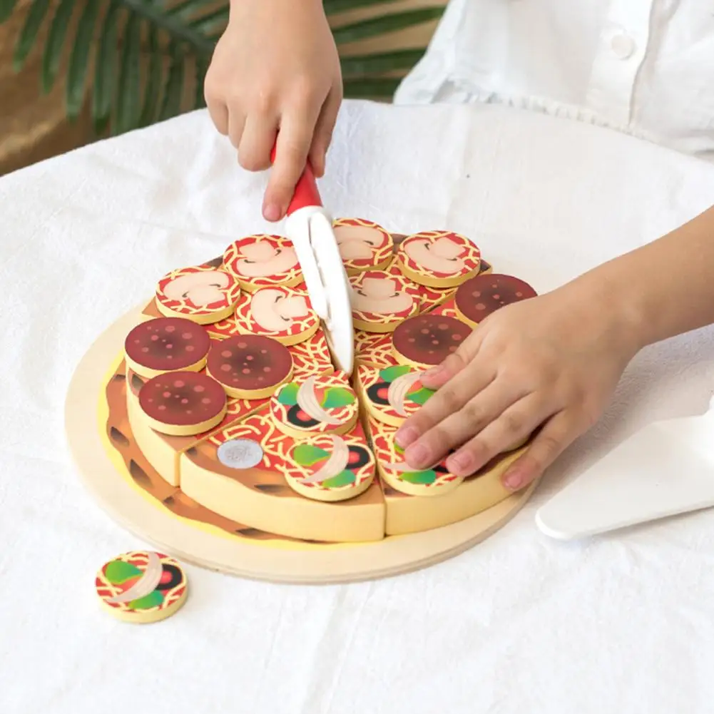 Simulation Pizza 3D Shape Realistic Portable Pizza Party Fast Food Slices Cutting Play Food Toy for Kindergarten 1 Set 4